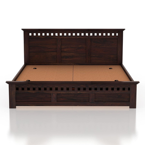 Base de Cama Queen Hecha a Mano de Madera de Nogal Oscuro con Tallado Artístico Inteligente, Decoración Bohemia de Madera de Teca, Soporte de Láminas de Madera para Cama, Decoración del Hogar - Product Image 4