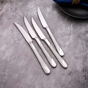 High Quality Prime Silver Stainless Steel Kitchen <b>Knife</b> Set of 4 Handmade Damascus Blade Luxury G10 <b>Bone</b> <b>Handle</b> Packed Gift Box - Product Image 3