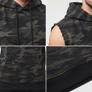 Sudadera con Capucha sin Mangas para Hombre con Estampado de Camuflaje, Ropa de Invierno, Sudadera con Capucha sin Mangas de Felpa de Algodón de 450 GSM, Sudadera con Capucha de Felpa para Hombre - Product Image 6
