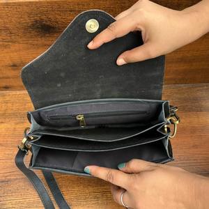 Bolso de cuero de piel metálica, estilo occidental Vintage, multiuso, hecho a mano, de cuero auténtico, bohemio, gitano, con estampado de nailon - Product Image 5