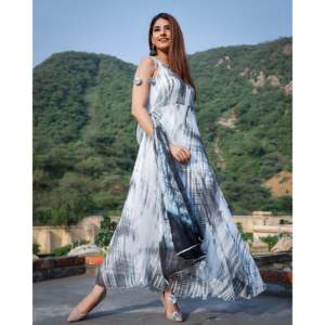 Ensemble de costume à volants en tissu de chiffon pur blanc tie-dye pour femmes, taille XS - Product Image 5