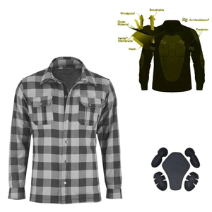Pakistan Best CE Approved Whole Sale Cotton Woven Flannel <b>Motorbike</b> Riding Protective Shirt, Soft Fabric & Removable <b>Protectors</b> - Product Image 1