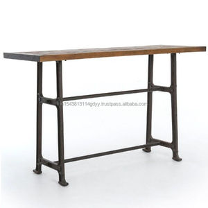 Mesa de barra alta industrial Cocina vintage y rústica Comedor Escritorio de desayuno Granja Oficina Escritorio de computadora Mesa de centro superior de madera - Product Image 2