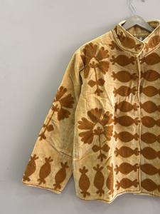 <b>Velvet</b> Blouson <b>Jacket</b> Mandarin Collar Floral Print Three Quarter Sleeve Autumn Wear <b>Women's</b> Quilted Polyester Wadding - Product Image 4