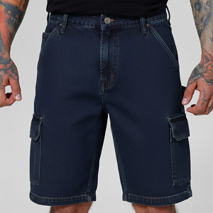 Pantalones Cortos de Mezclilla Sólidos 100% Algodón, Estilo Hip Hop, Corte Holgado, Colección de Verano, Venta Caliente, Precio al por Mayor para Adultos, Moda Cargo - Product Image 1