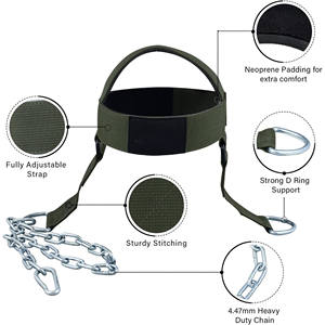 Harnais de tête personnalisé avec logo, fixation robuste en D pour entraînement du cou, sangle rembourrée réglable, équipement de fitness en gros - Product Image 3