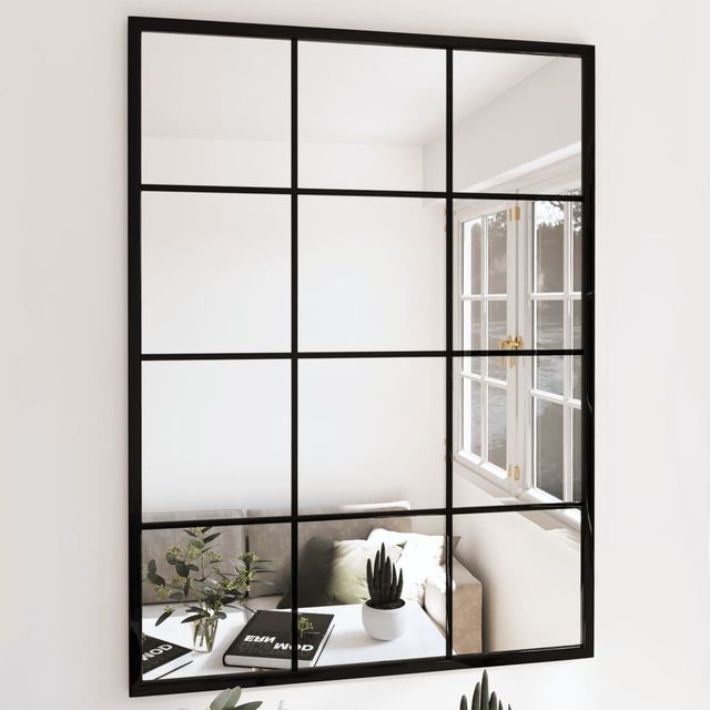 Black Metal Framed Mirror 31.5 X 23.6 In Rectangular Wall-mounted Elegant Design Home Use