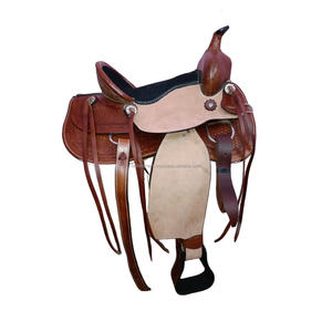 Selle d'équitation western en cuir véritable faite à la main, très vendue, au look élégant, avec un ensemble d'accessoires assorti en vrac - Product Image 1
