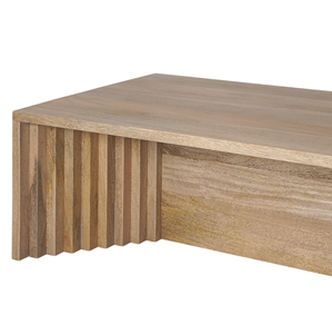 Table basse carrée en bois de manguier massif, design minimaliste cannelé, finition naturelle, nouvelle collection moderne pour salon et bureau à domicile - Product Image 3