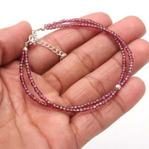 Natural Garnet Box Shape Gemstone <b>Beaded</b> <b>Bracelet</b> 2mm Handmade Dainty Stone <b>Bracelet</b> For Women Jewelry Making Wholesale Price - Product Image 6