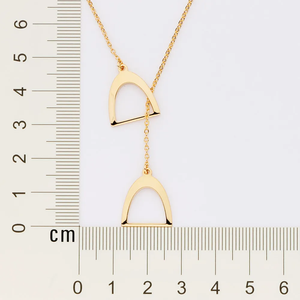 Geometric Pendant Necklace Solid Real 18k Gold Plated Alloy Minimalist <b>Snake</b> Chain Unisex Everyday Wear - Product Image 4