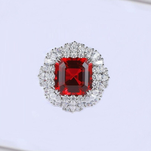 Magnífico Anillo de Diamantes con Corte Asscher Rojo, Anillo Elegante de Plata de Ley para Novia, Joyería para Fiestas, Anillo Elegante para Mujer - Product Image 2