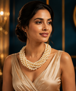 Collier ras du cou de mariage classique pour femme, en perles de culture multirangs de qualité AAAAA, rondes et blanches - Product Image 2