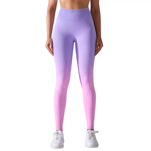 Leggings de fitness dégradés pour femmes, collants de sport sans couture, pantalons d'entraînement taille haute, leggings de sport extensibles, pantalons de yoga coupe ajustée - Product Image 1