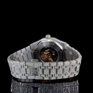 นาฬิกาข้อมือผู้ชายดีไซน์เนอร์ ระบบจักรกลอัตโนมัติ ประดับเพชร เพชรเลี้ยงในห้องปฏิบัติการ หรูหรา ตัวเรือนสแตนเลส หน้าปัดแบบโครงกระดูก กระจกหนา 5 มม. - Product Image 5