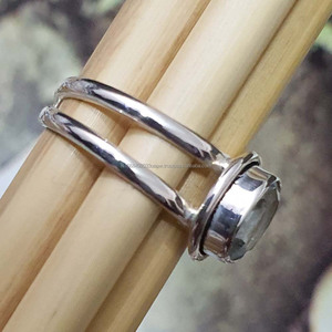 Wholesale 925 Sterling Silver Double Band <b>Ring</b> Fine Original Oval Cut Genuine <b>Green</b> <b>Amethyst</b> High Quality Minimalist Design - Product Image 3