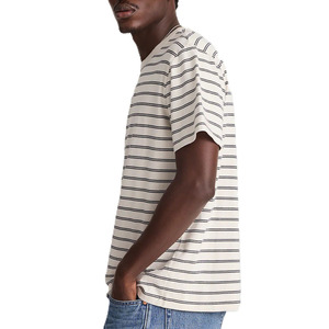 Camiseta de Algodón a Rayas para Hombre, Cuello Redondo, Estilo Casual, Transpirable, Manga Corta, Logotipo Personalizado, OEM, Marca Privada, Venta al Por Mayor - Product Image 5
