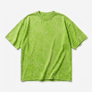 T-shirt en coton délavé pour homme, coupe oversize, vintage, manches courtes, col rond, streetwear, décontracté, OEM - Product Image 1