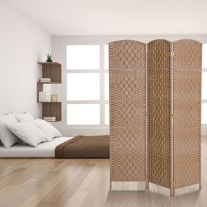 Divisorio per Stanza in Vimini a 3 Pannelli, 6 Piedi, Fatto a Mano, Autoportante, Schermo Pieghevole per Privacy, in Legno Naturale Leggero, Stile Antico - Product Image 2
