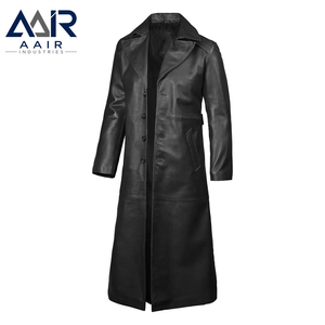 Gabardina de Cuero Genuino para Hombre, Larga, Transpirable, Resistente al Viento, Corte Regular, para Uso Casual y Formal - Product Image 2