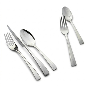 Ensemble d'ustensiles de table en acier inoxydable avec têtes polies miroir et manches imitation bois, fourchette à salade, petite fourchette pour manger des salades - Product Image 6