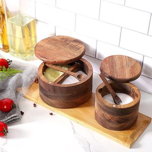 Mangowood Salt Keeper Duo Tan, bols à épices en bois de manguier pour la cuisine, boîte à sel en bois de manguier, support pour une petite dose de sel - Product Image 2