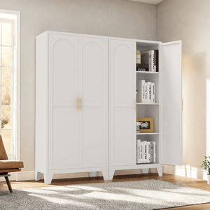 61 2 Shapely White <b>Metal</b> Storage Cabinet with Adjustable <b>Shelves</b> and Doors for Bedroom and Living Room - Product Image 4