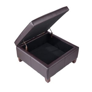 Pouf da Caffè Quadrato da 28 Pollici con Bottoni Trapuntati, in Pelle PU, con Contenitore e Design a Coperchio Ribaltabile - Product Image 1