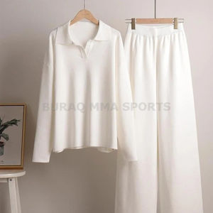 Ensemble de salon rayé 2 pièces pour femmes, haut à manches longues boutonné et pantalon à cordon de serrage - Product Image 2