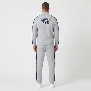 Ensemble de survêtement sportif pour homme Hawk Eye Sports, sweat à capuche en tissu polaire fin 300g, fermeture à boutons sur toute la longueur, cordon de serrage - Product Image 2