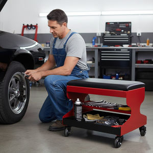 Siège roulant de mécanicien robuste, tabouret de réparation d'atelier de garage avec double rangement d'outils et roulettes pivotantes GAPGAR031 - Product Image 6