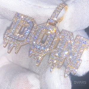 Collar con Colgante de Nombre de Dos Tonos en Plata 925 con Letra Inicial Personalizada y Moissanita VVS, Joyería de Lujo Certificada, Amuletos para Hombre - Product Image 2