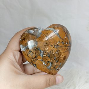พลอยแจสเปอร์ธรรมชาติชุบเกล็ดขนมปังแบบอินโดนีเซียซัลวาเนสคริสตัลงานหัตถกรรมรูปหัวใจใหญ่ขัดเงาด้วยมือ - Product Image 2