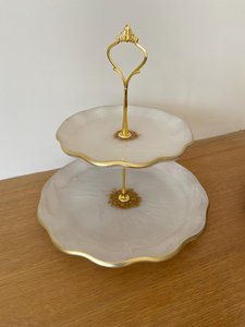 Luxury Handmade Resin <b>Cake</b> Stand with Gold Rim Decorative Dessert Display Plate - Product Image 4