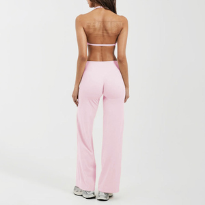 Ensemble 2 pièces personnalisé : Soutien-gorge de yoga dos nu et leggings évasés – Sans couture, respirant, écologique, taille élastique, haute qualité pour la gym - Product Image 3