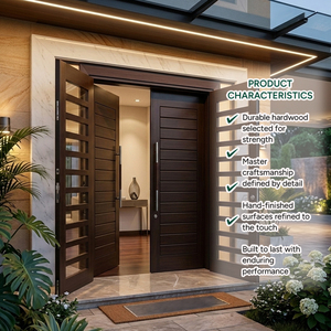 Puerta Doble de Entrada Moderna de Madera Sólida con Paneles Abatibles para Uso Exterior en Villas y Apartamentos GA-54L - Product Image 3
