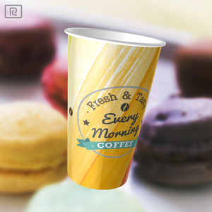 16oz Eco-Friendly Recyclable Food Grade Disposable Single Wall Paper Cup PE Coating Custom Printed for Milk Tea Sustainable