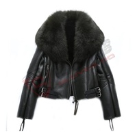 Nouveaux manteaux en cuir PU pour femmes, à manches longues, avec col en fourrure, respirants, amincissants et chauds, en coton
