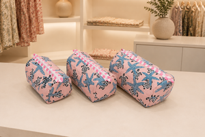 Pink Sea Turtle Starfish Print Cosmetic Bag With Zipper Portable <b>Makeup</b> <b>Case</b> Cotton Fabric Small Size Lovely Style - Product Image 2
