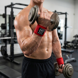 OEM ODM Bandes de poignet robustes rouges pour haltérophilie, powerlifting, entraînement en salle de sport, soutien réglable avec fermeture auto-agrippante - Product Image 3