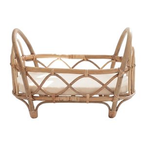 Muebles de Mimbre para Muñecas, Cama de Mimbre Estilo Boho para Muñecas Bebé, Camas para Muñecas Reborn con Colchón, Cama Resistente para Muñecas al por Mayor - Product Image 2
