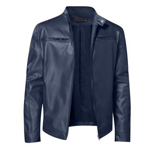 Chaqueta Varsity Unisex de Cuero PU, Corte Ajustado, Cuello Alto, Cierre de Cremallera, Impermeable, Informal, de Invierno, Color Sólido, Marca SHAFIQ SPORTS - Product Image 1