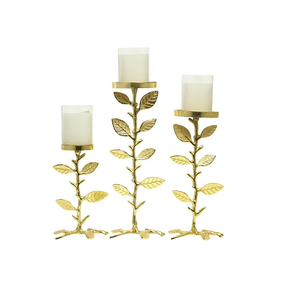 Beautiful Brass Palm Tree <b>Candlestick</b> Holder Set with <b>White</b> Marble Base for Home Decoration - Product Image 5