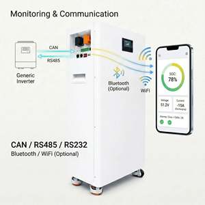 Batería de almacenamiento de energía doméstica híbrida LiFePO4 de 51.2V 300Ah con ruedas, sistema solar de pie CAN - Product Image 6