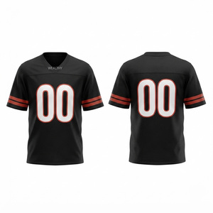 Maillot de football américain noir pour hommes, col en V, manches courtes - Product Image 4