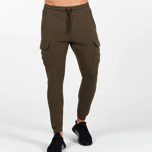<b>Men's</b> Olive <b>Green</b> <b>Cargo</b> Joggers Gym Wear Mid Waist Drawstring Casual <b>Pants</b> With Side Pockets Regular Fit Training Athletic Wear - Product Image 1