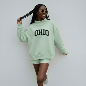 <b>TOP</b> Selling Winter Knitted Pullover Sweatshirt Oversized Women's <b>Mock</b> <b>Neck</b> 100% Cotton Plain Pullover <b>Tops</b> Customised Logo - Product Image 5