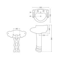 Lavabo sur pied en céramique moderne de luxe 630x530x940mm, bac de lavage pour salle de bain en porcelaine facile à nettoyer, capacité 9L, ensemble Catino