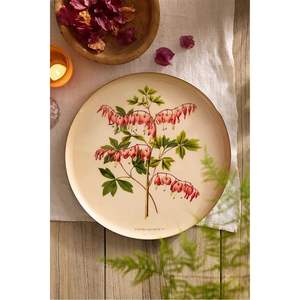 Plateau de service rond moderne en émail à motif floral, plateau décoratif en métal à imprimé botanique pour table basse, décoration intérieure, plateau pour cadeaux de mariage - Product Image 1