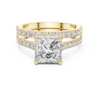 Bague de fiançailles S Virvadiya en or jaune 14 carats avec diamant de laboratoire taille coussin, sertie à griffes, en or massif, bijoux fins classiques pour femme
